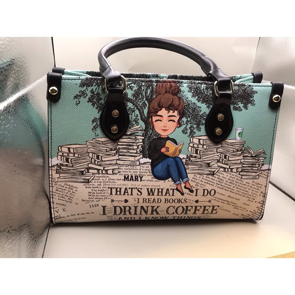 Mary That's What I Do I Drink Coffee I Read Books I Know Things Tote Bag Purse - Picture 5 of 14